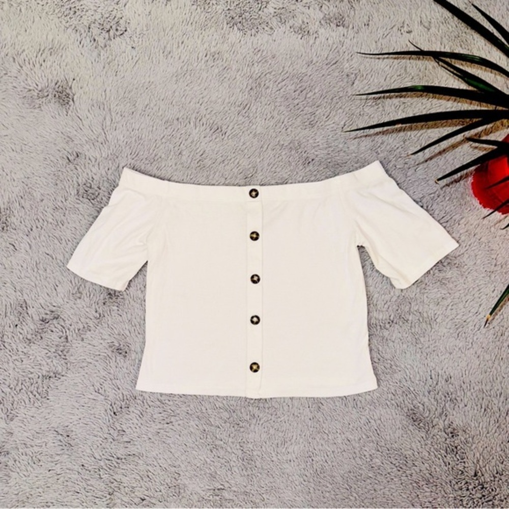 Ribbed off shoulder top